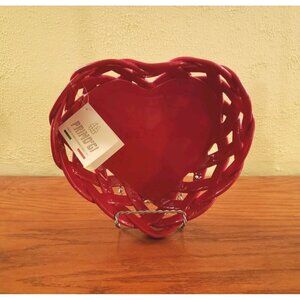 Heart Pottery Seving Bowl Primo Gi Red Handmade Italy 10” x 9.5” NWT Farmhouse